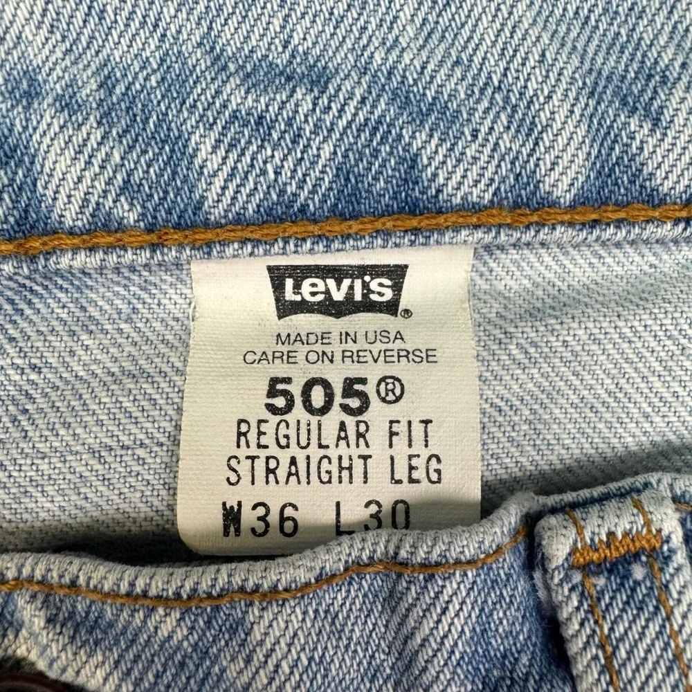 Levi 505‎ Jeans Mens 36x30 (fit 34x28) Straight Vintage 90s Made in USA Light